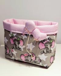 Asztali textil tároló rózsaszín elefánt, lufi, szív