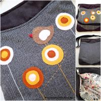 Gömbvirágos, madaras midi cross bag