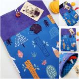 Könyvtok, tablettok, kék, rókás, velúr vízhatlan