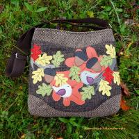 Tölgyes, madaras női kézműves válltáska